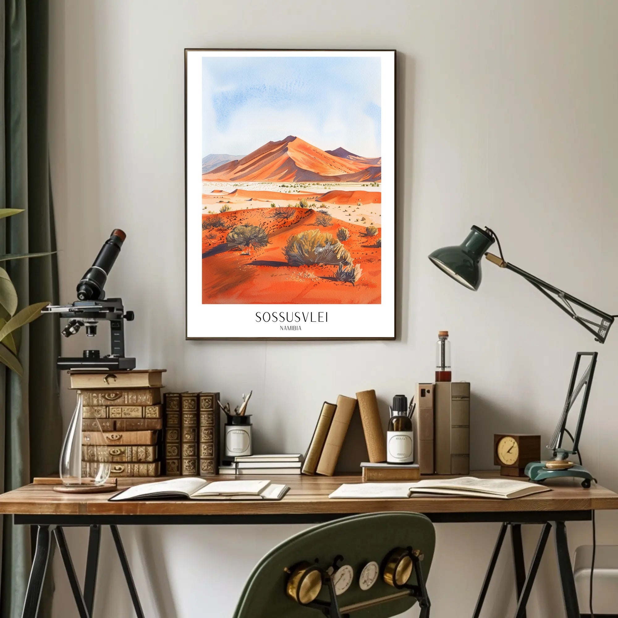 Sossusvlei Namibia Desert Watercolor Travel Poster PosterGoat