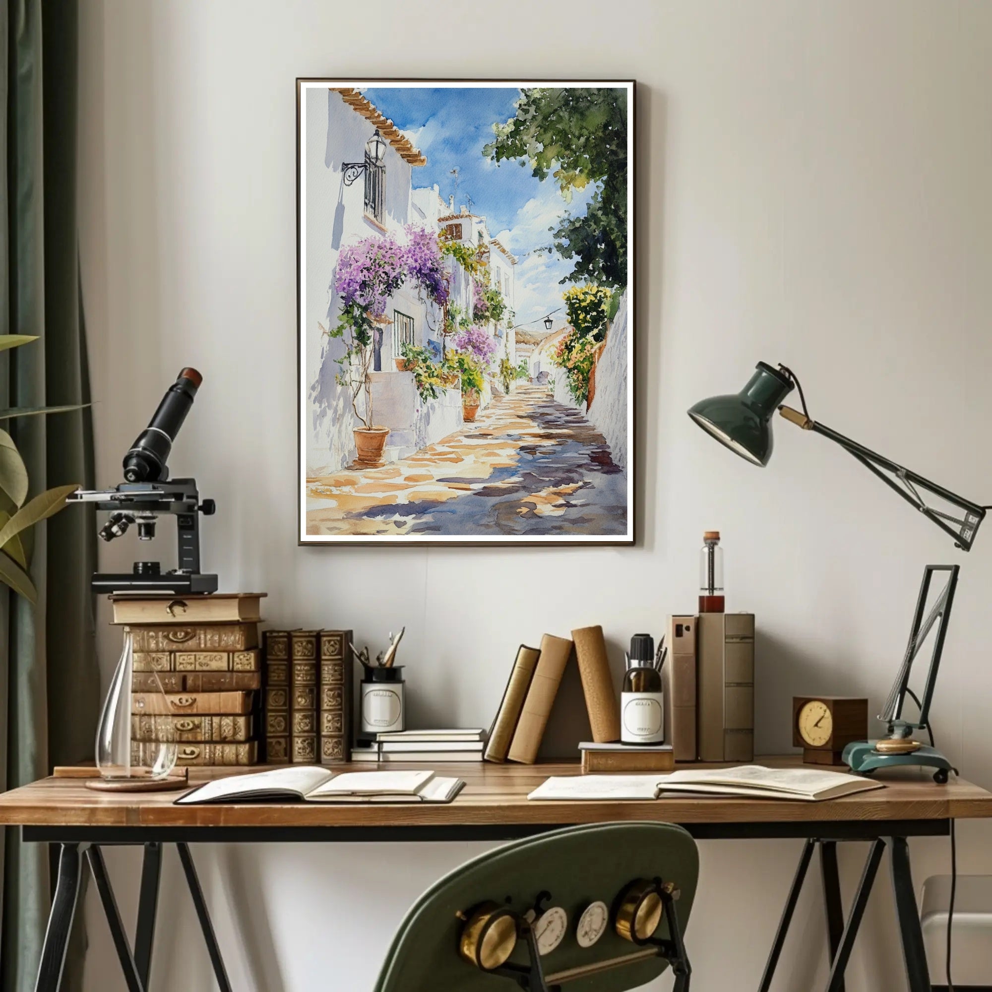 Serene Mediterranean Alley Poster PosterGoat