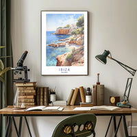 Ibiza Coastal Serenity Vintage Travel Poster PosterGoat