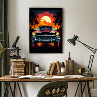 Classic Car at Sunset Poster