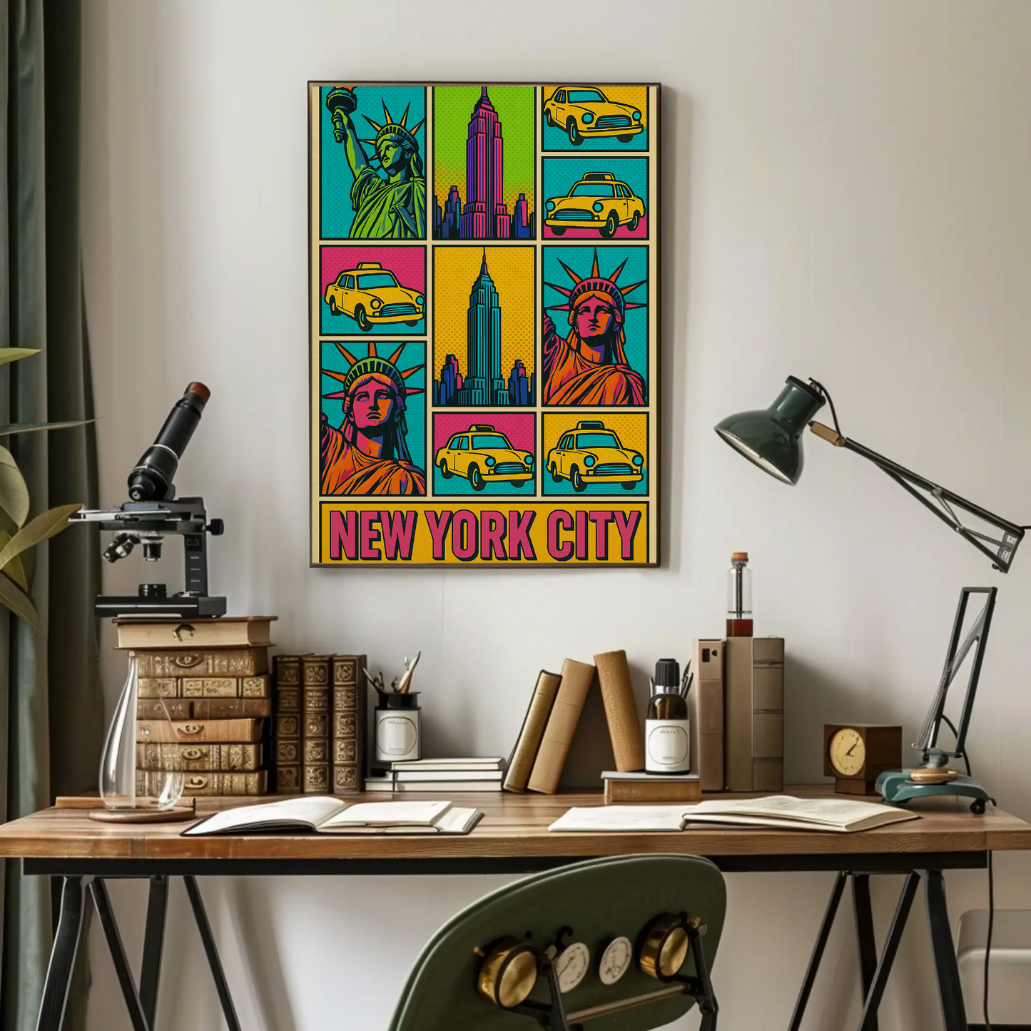 Vibrant New York City Icons Pop Art Travel Poster