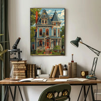 Victorian House Vintage Art Poster with Modern Twist PosterGoat