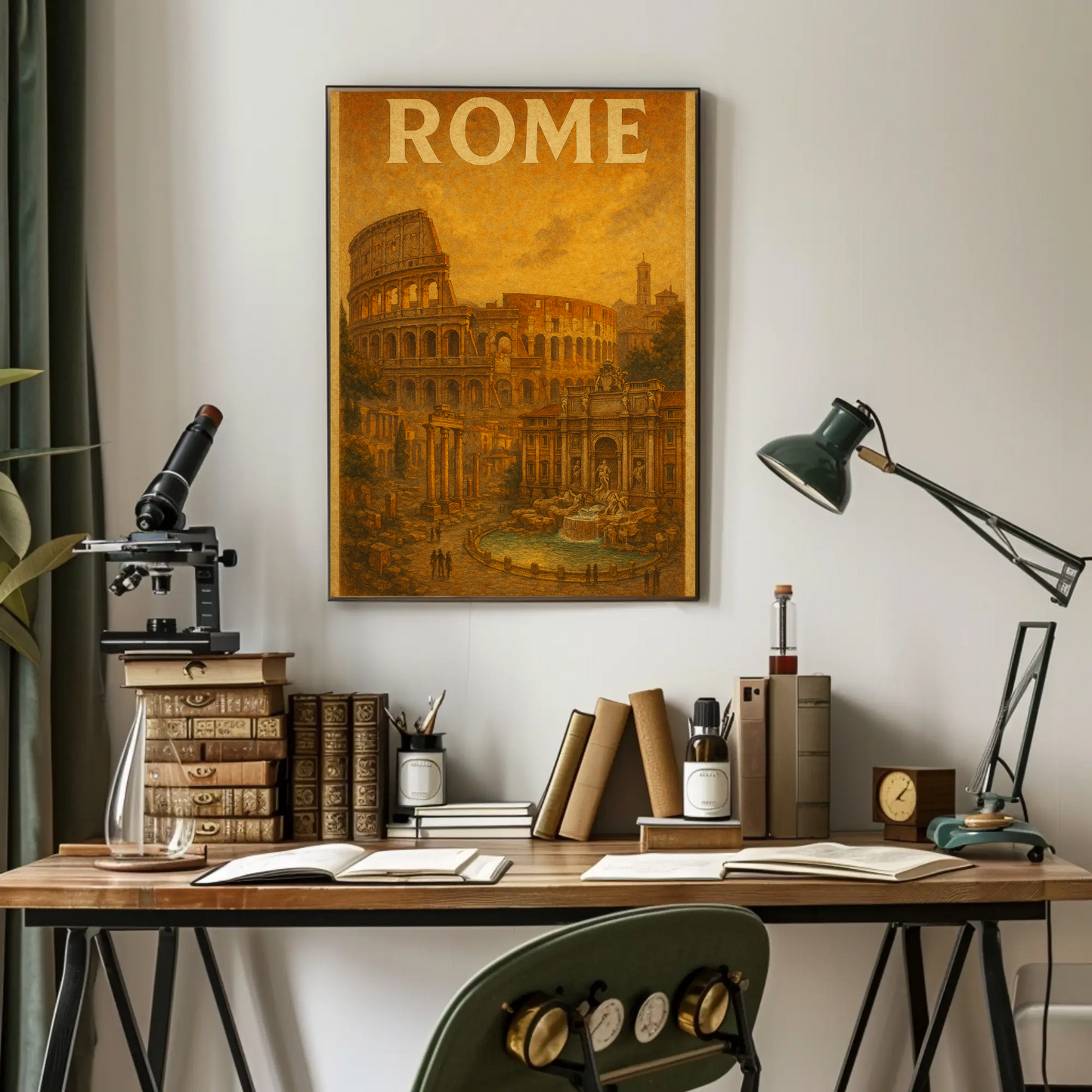 Rome Colosseum Trevi Fountain Travel Poster