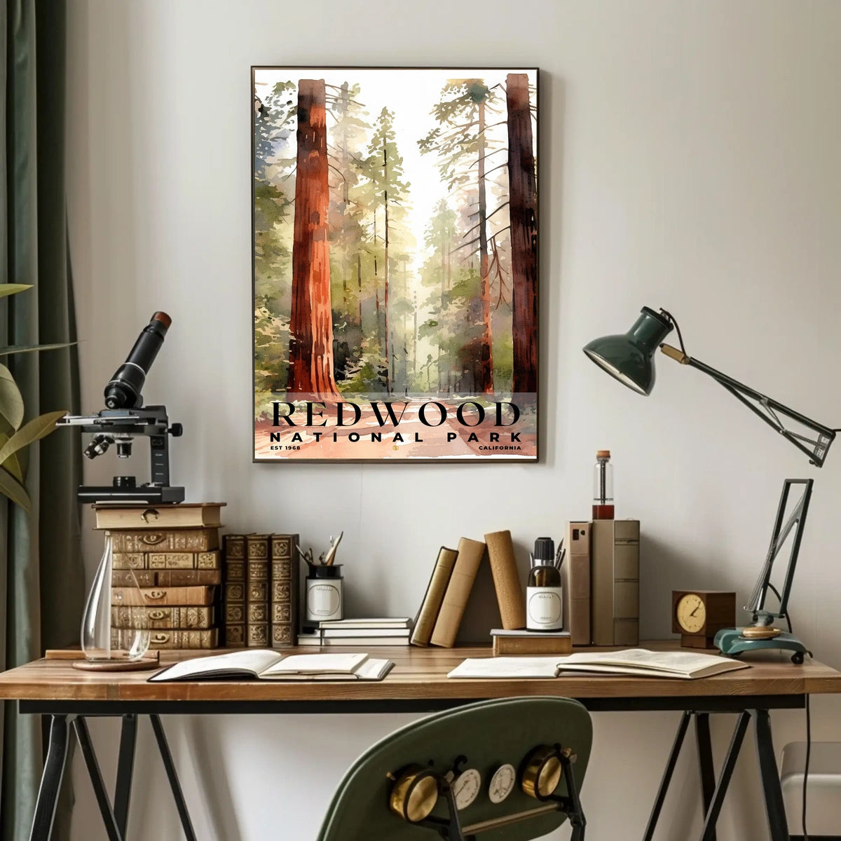 Redwood Watercolor Wall Art Poster