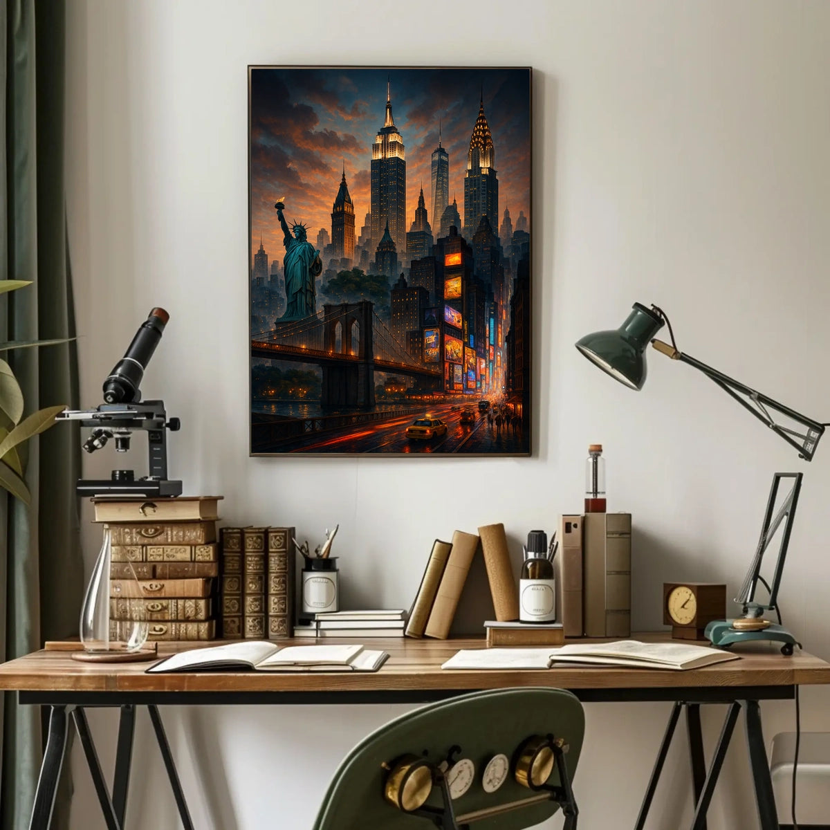 New York City Sunset Cityscape Poster Modern Wall Art