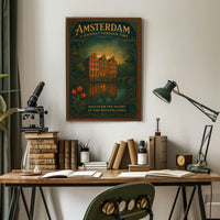 Amsterdam Historical Journey Tulips Windmill Canal Houses Poster