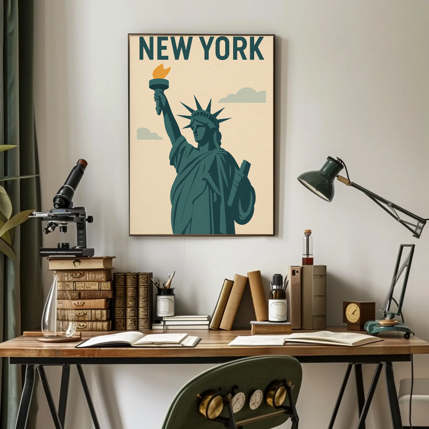 New York Liberty Statue Icon Poster Vintage Travel Poster