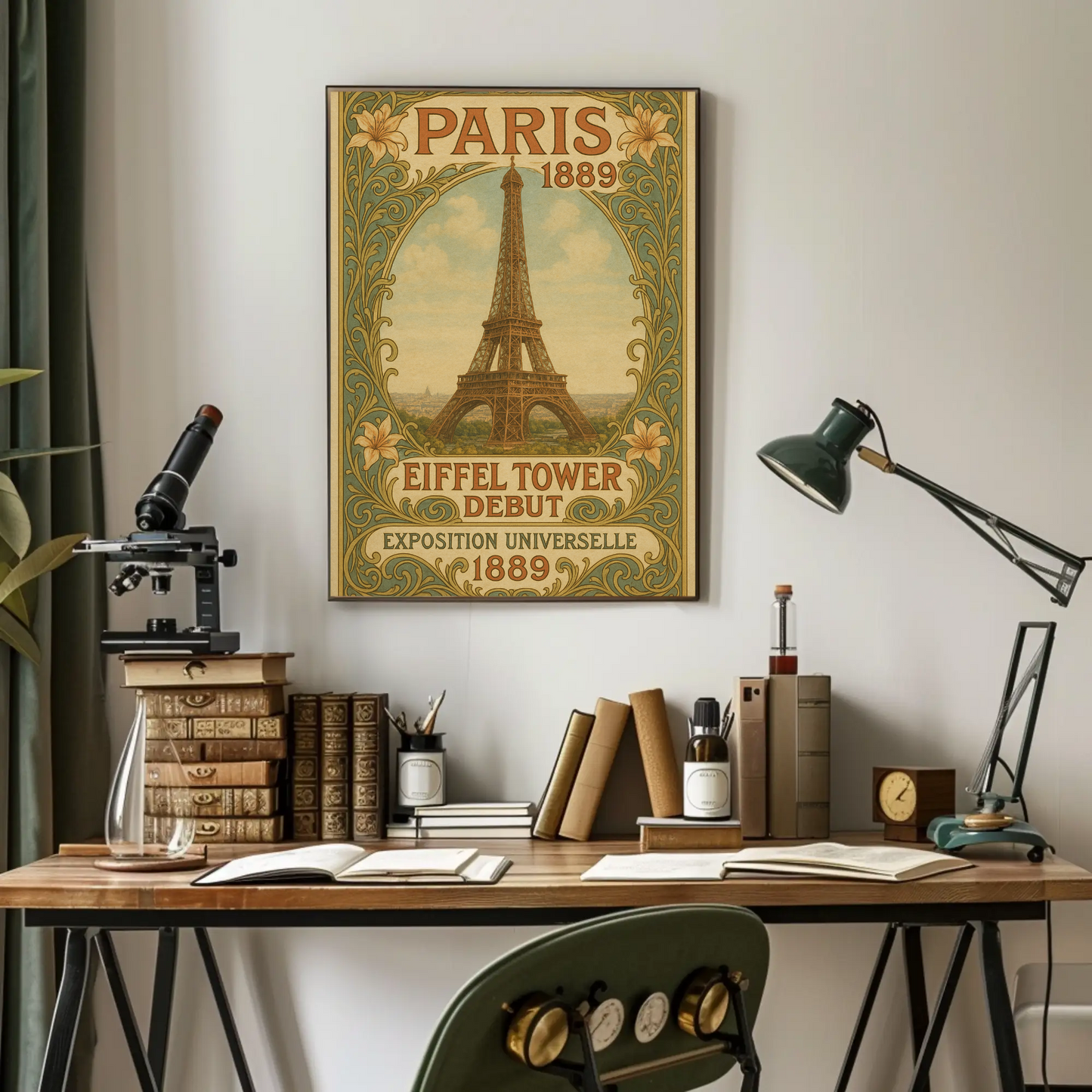 Paris 1889 Eiffel Tower Debut Art Nouveau Travel Poster