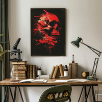 Skull and Red Paint Abstract Artistic Poster PosterGoat