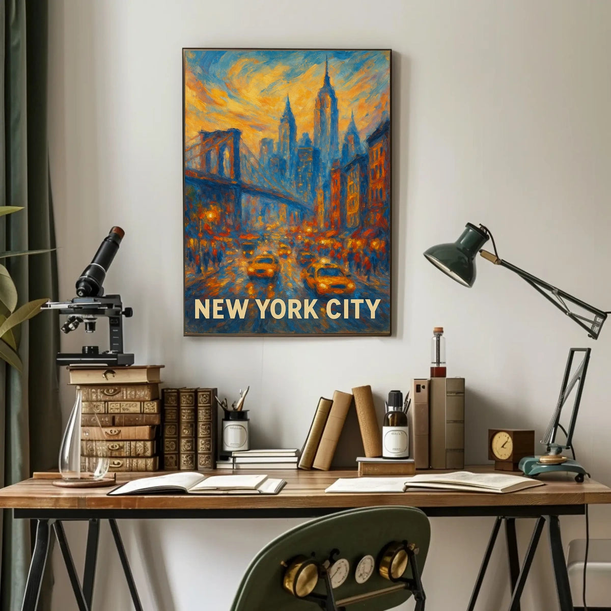 New York City Skyline Sunset Poster Modern Wall Art