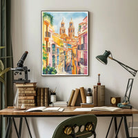 Vibrant Streets of the Old Town Poster PosterGoat