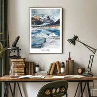 Icelandic Icy Mountains Abstract Artistic Poster PosterGoat