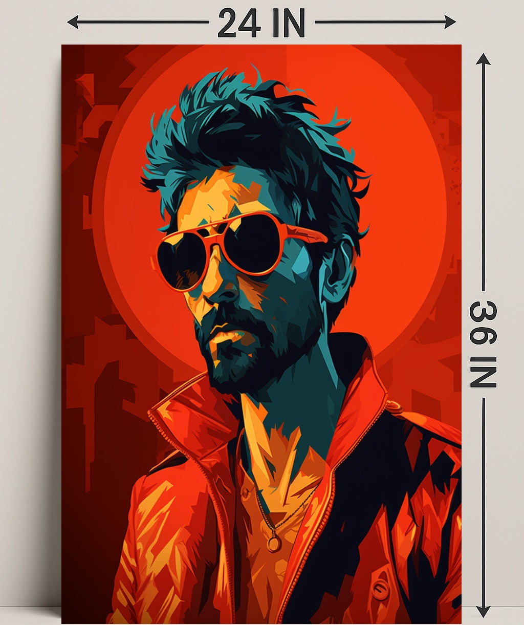Vibrant Portrait In Red Poster PosterGoat