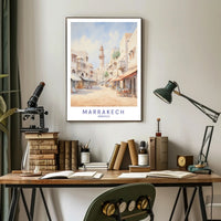 Scenic Marrakech Street Watercolor Travel Poster PosterGoat