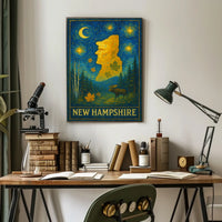 New Hampshire Starry Night Artistic Poster
