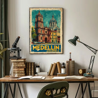 Medellín, Colombia Vintage Travel Poster