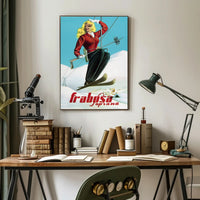 Vintage Alpine Ski Lift Adventure Travel Poster PosterGoat