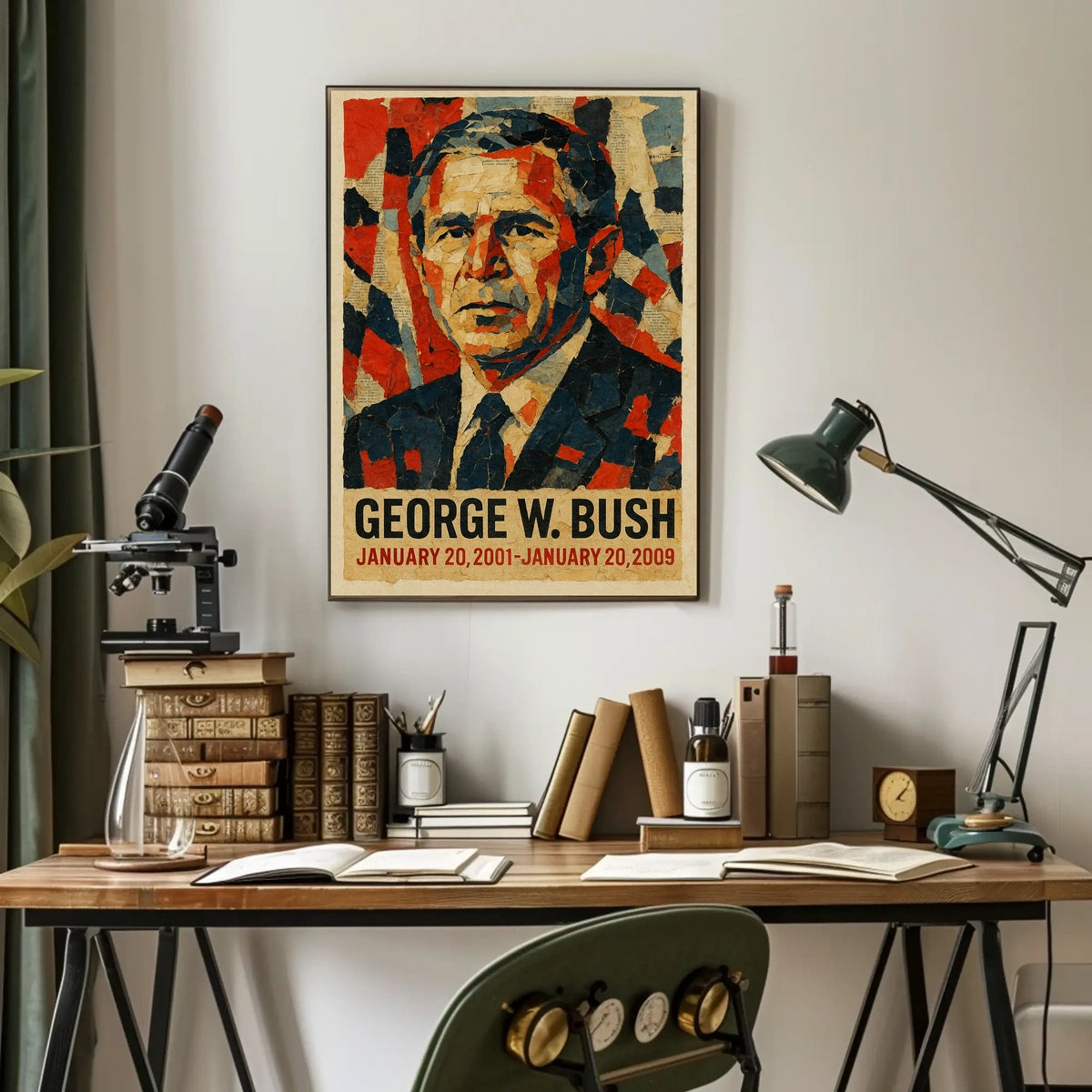 George W. Bush 43rd President of the United States Layered paper Collage Poster