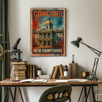 Concord New Hampshire Scenic Vintage Travel Decor Poster