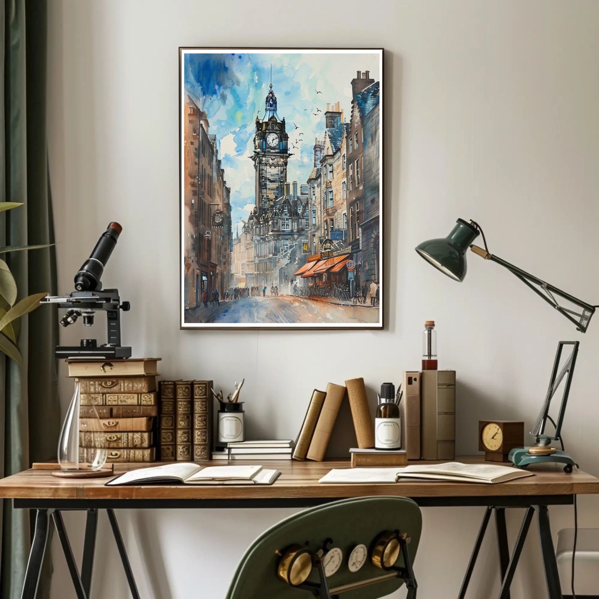 Urban Clock Tower Scene Poster PosterGoat
