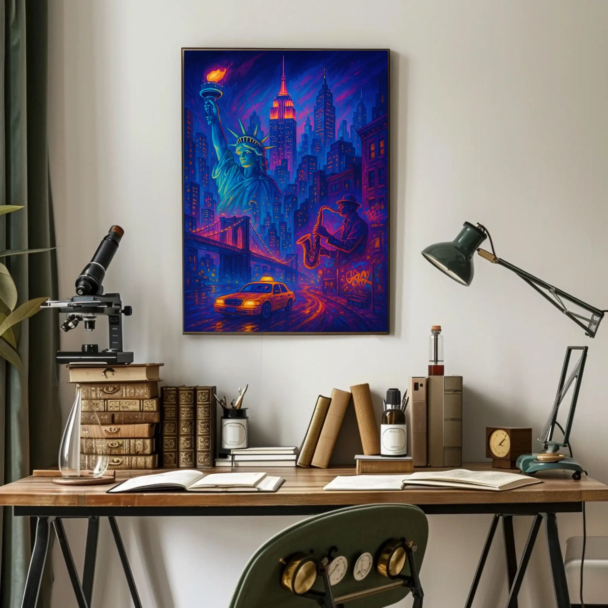 New York City Nightlife Poster Abstract Cityscape Wall Art
