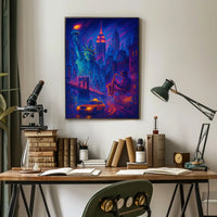 New York City Nightlife Poster Abstract Cityscape Wall Art