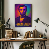 Abraham Lincoln 16th President of the United States Neon Gradient Overlay Poster