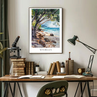 Secluded Seychelles Beach Scenery Travel Poster PosterGoat