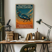 Vought XF5U Flying Flapjack Poster Vintage Aviation Art