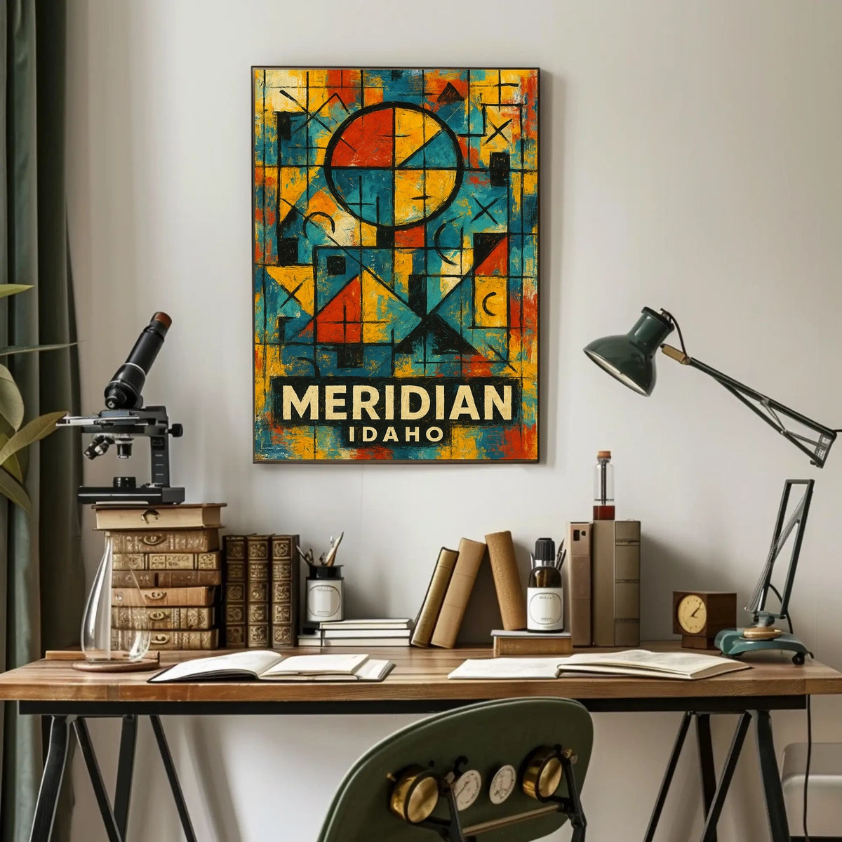 Meridian Idaho Vibrant Geometric Abstract Mosaic Cubism Art Celebration Citywide Festival Poster