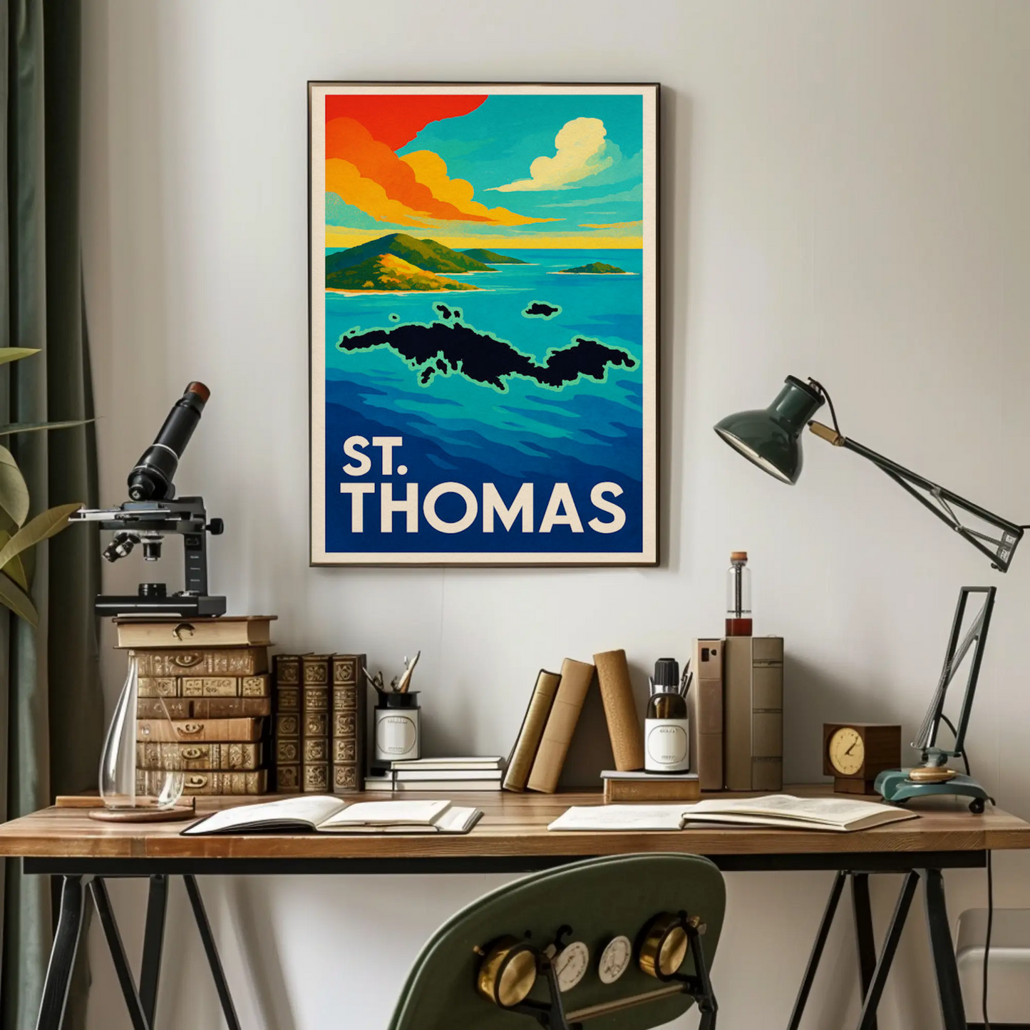 St Thomas Caribbean Island View Colorful Ocean Poster