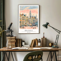 Brussels Cityscape Illustration Poster PosterGoat