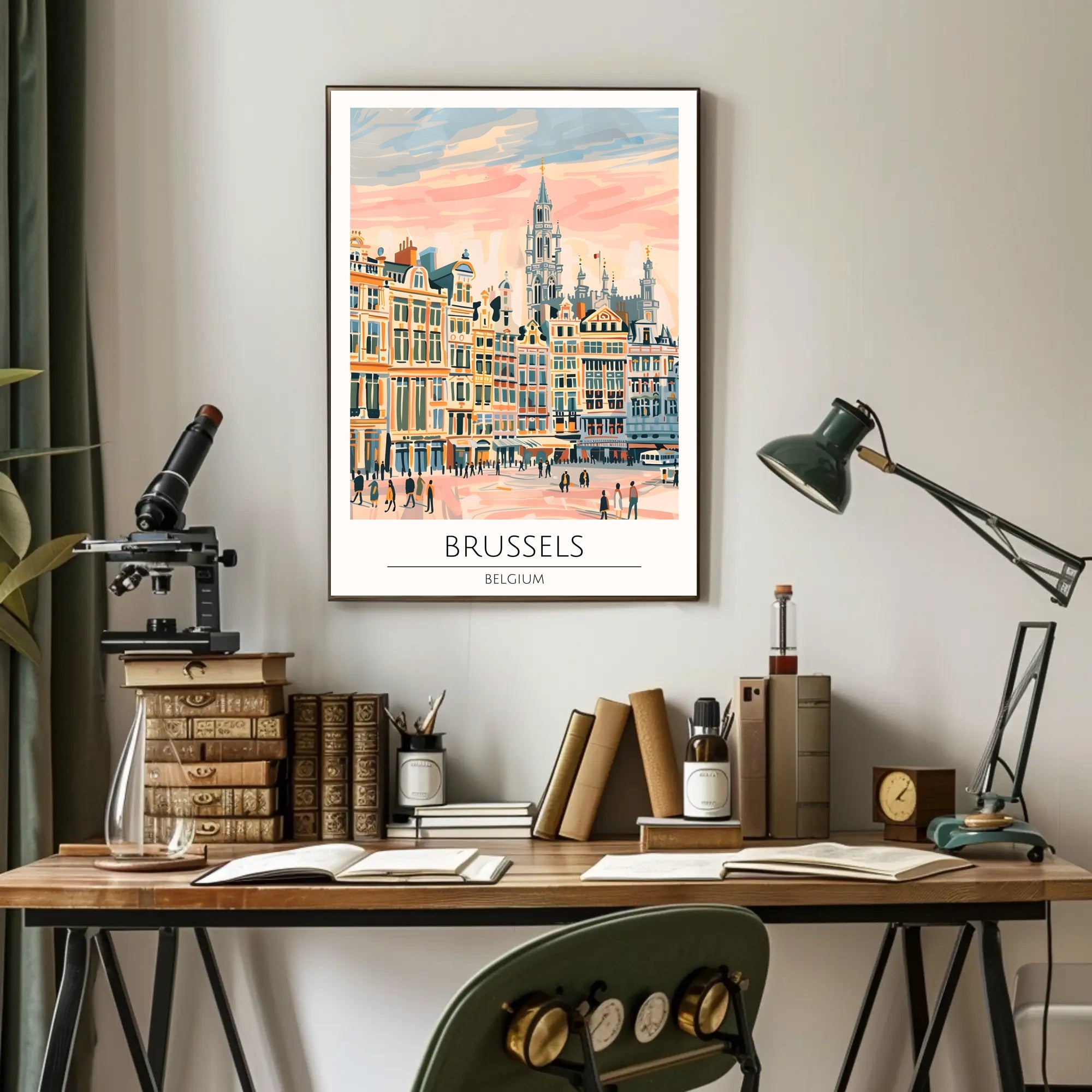 Brussels Cityscape Illustration Poster PosterGoat