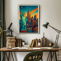New York City Geometric Skyline Poster Modern Wall Art