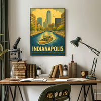Indianapolis Skyline Vintage Travel Art Poster