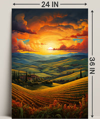 Sunset Over Rolling Hills Poster
