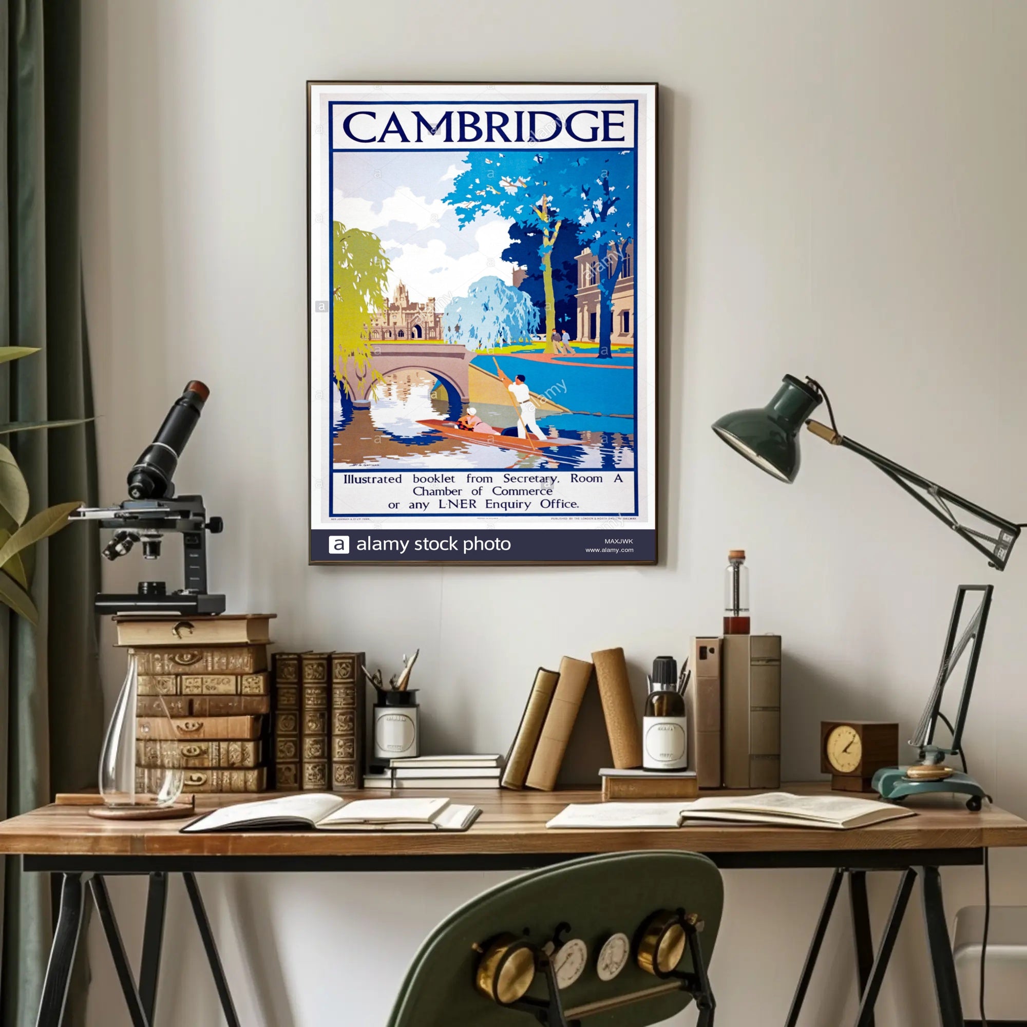 Vintage Cambridge Travel Scene with Punting on the River Travel Poster PosterGoat