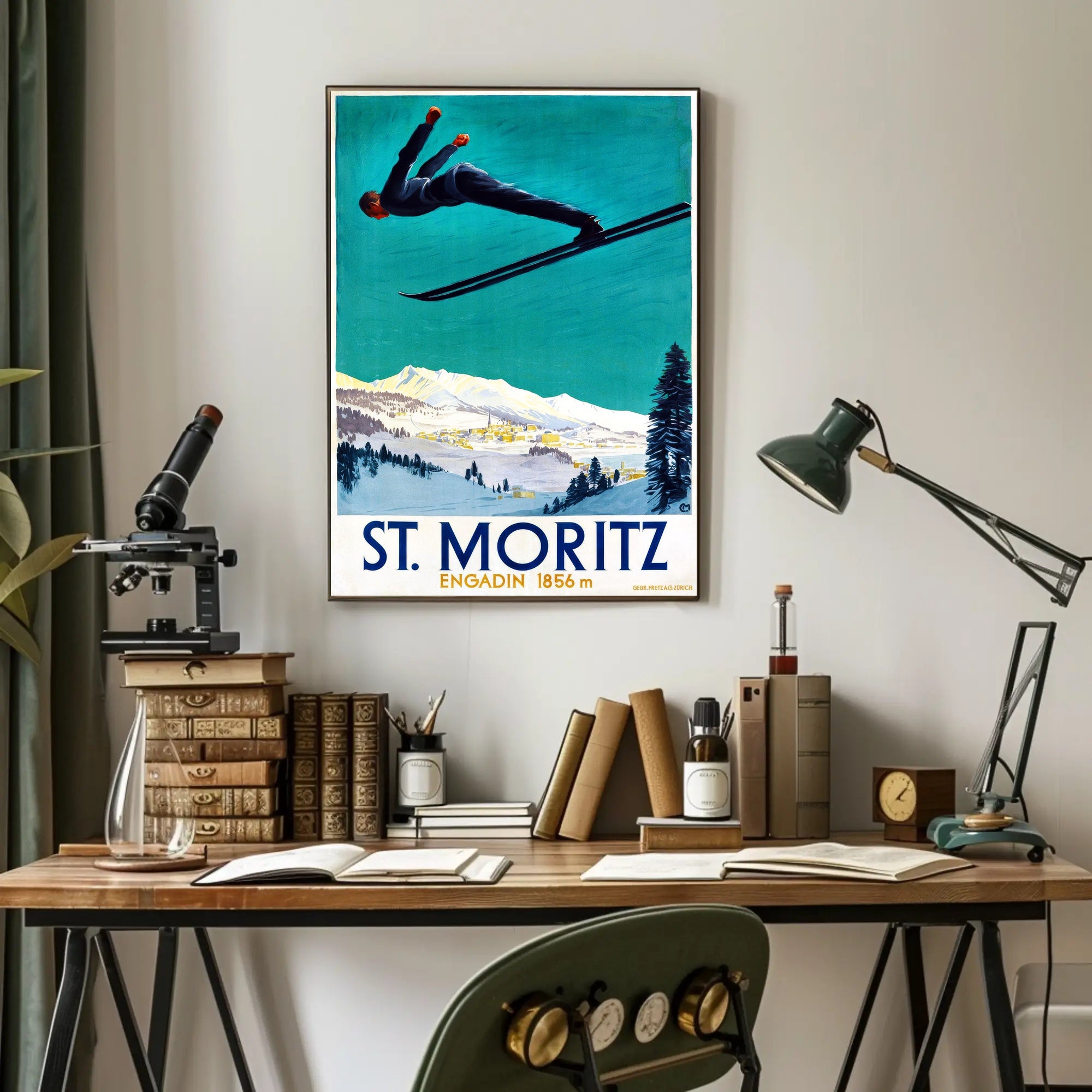 Ski Jumper Adventure in St. Moritz Sports Poster PosterGoat