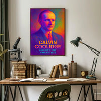 Calvin Coolidge 30th President of the United States Neon Gradient Overlay Poster
