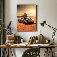Sleek Supercar in the Desert Poster PosterGoat