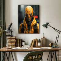 Cybernetic Sentinel In The Rain Poster PosterGoat