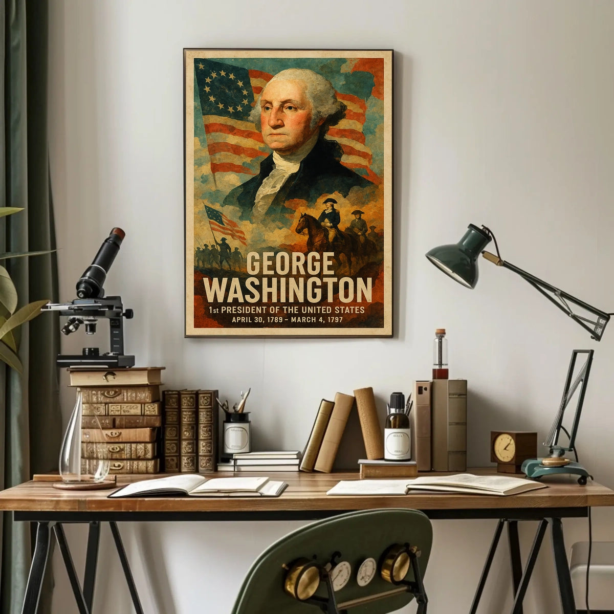 George Washington 1st President of the United States Layered Digital Collage Poster