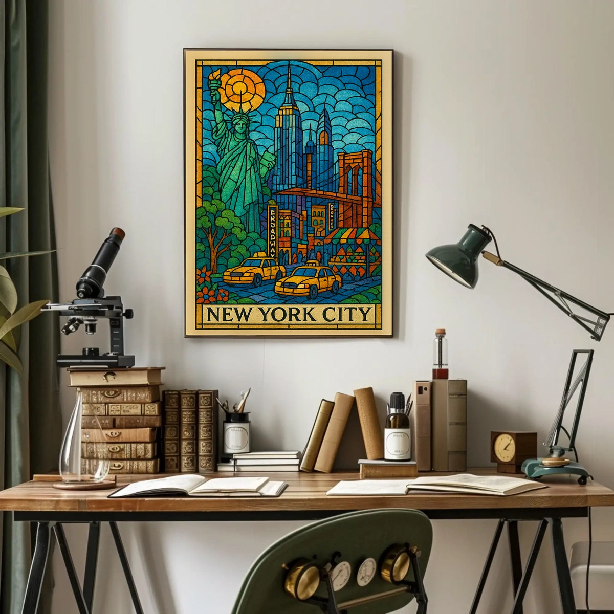 New York City Iconic Landmarks Poster Abstract Wall Art