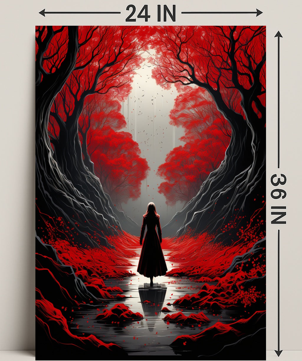 Enchanted Red Forest Poster