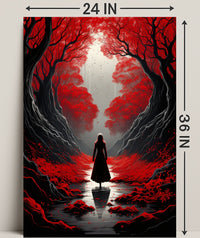 Enchanted Red Forest Poster