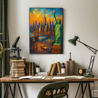 Vibrant New York Sunset Painting