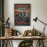 Henderson Cityscape Nostalgia Retro Travel Poster