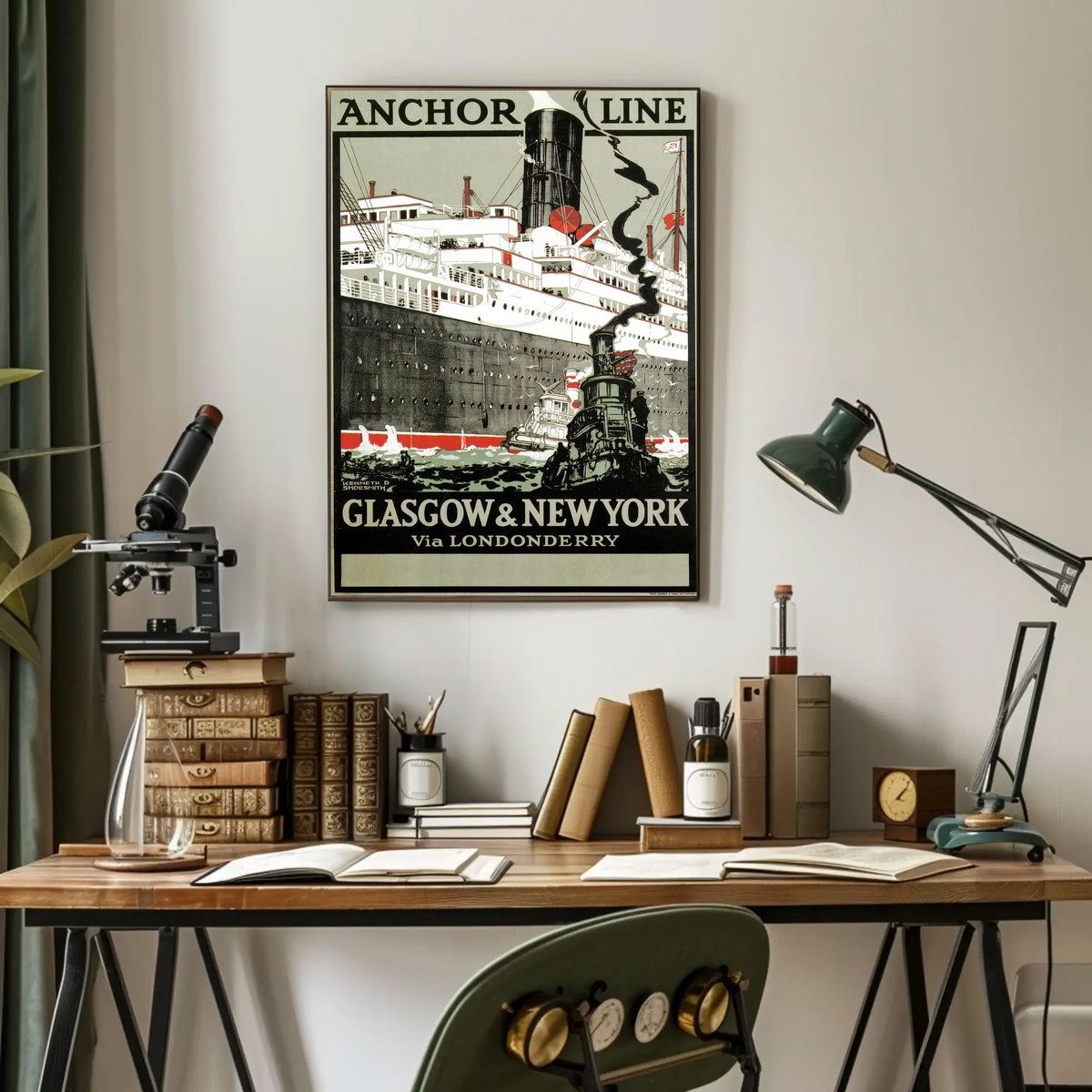 Anchor Line Vintage Transatlantic Voyage Poster