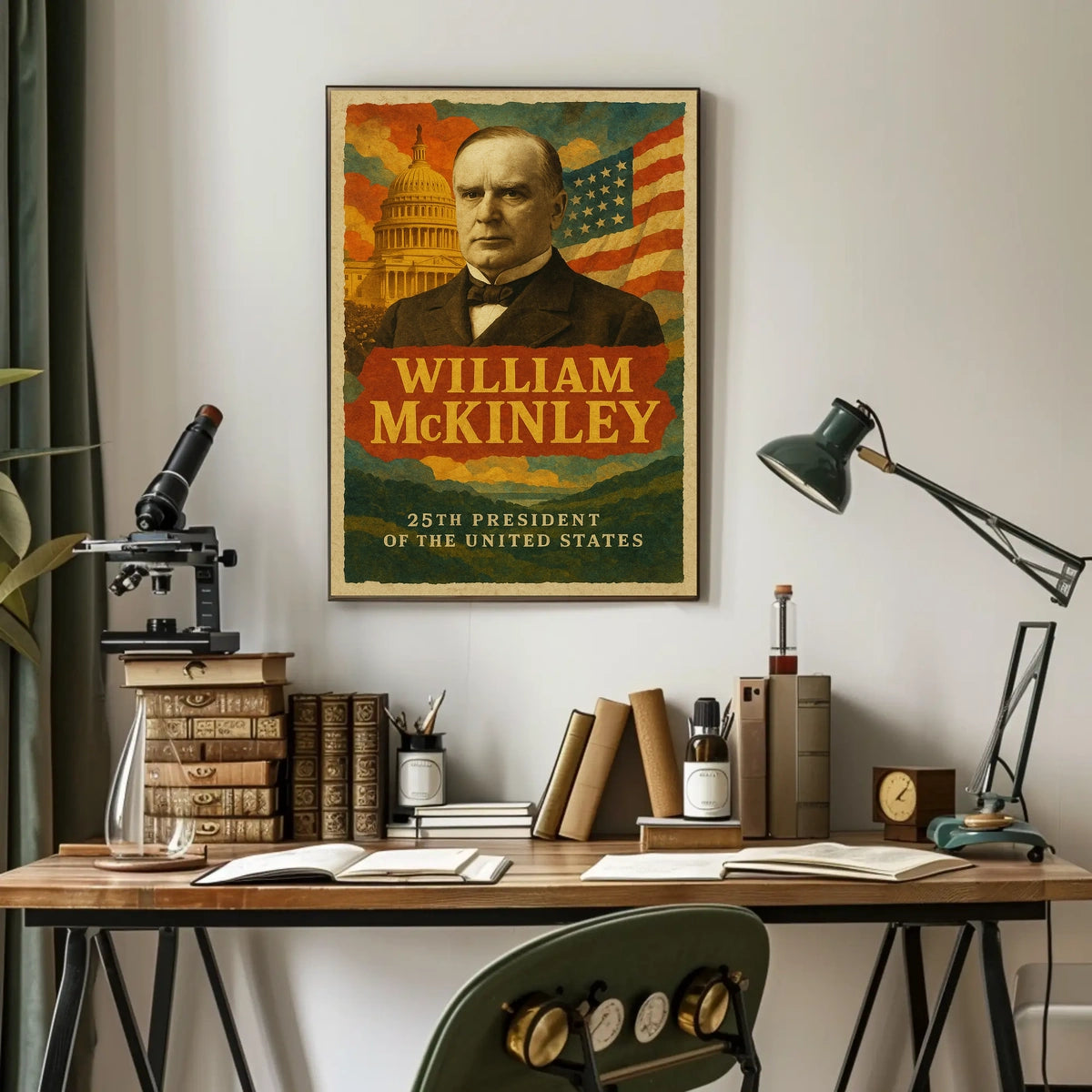 William McKinley 25th President of the United States Layered Digital Collage Poster