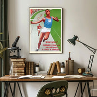 Mid-20th Century Soviet Sports Motivational Poster